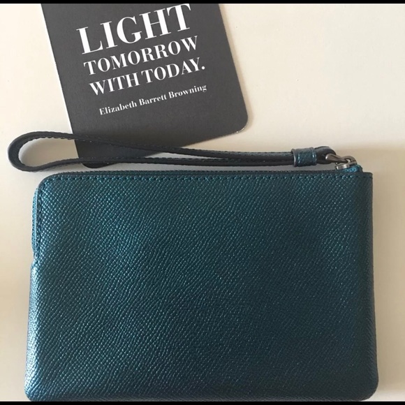 Coach Wristlet-New-Metallic Blue Color - Picture 2 of 4